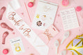 Braut‑Accessoires‑Set – 23‑teilig | Schärpe, Haarband, Folienballon, Tattoos, Papierstrohhalm & Roségold‑Ballons | JGA  Bridal Shower Deko