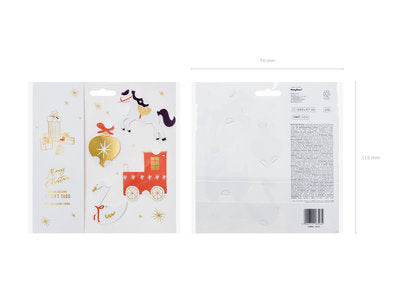 Geschenkanhänger „Zug“ – 12‑teiliges Set | Bunte Anhänger aus Papier+goldene Schnur | Zug‑Motiv, Mix | Geschenkverpackung & Kindergeburtstag