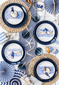 Geschenkanhänger „Ahoy“ – maritimes Set | 12 Tags in gemischten Mustern + 2 m Schnur | Geschenkverpackung,Party,Kindergeburtstag