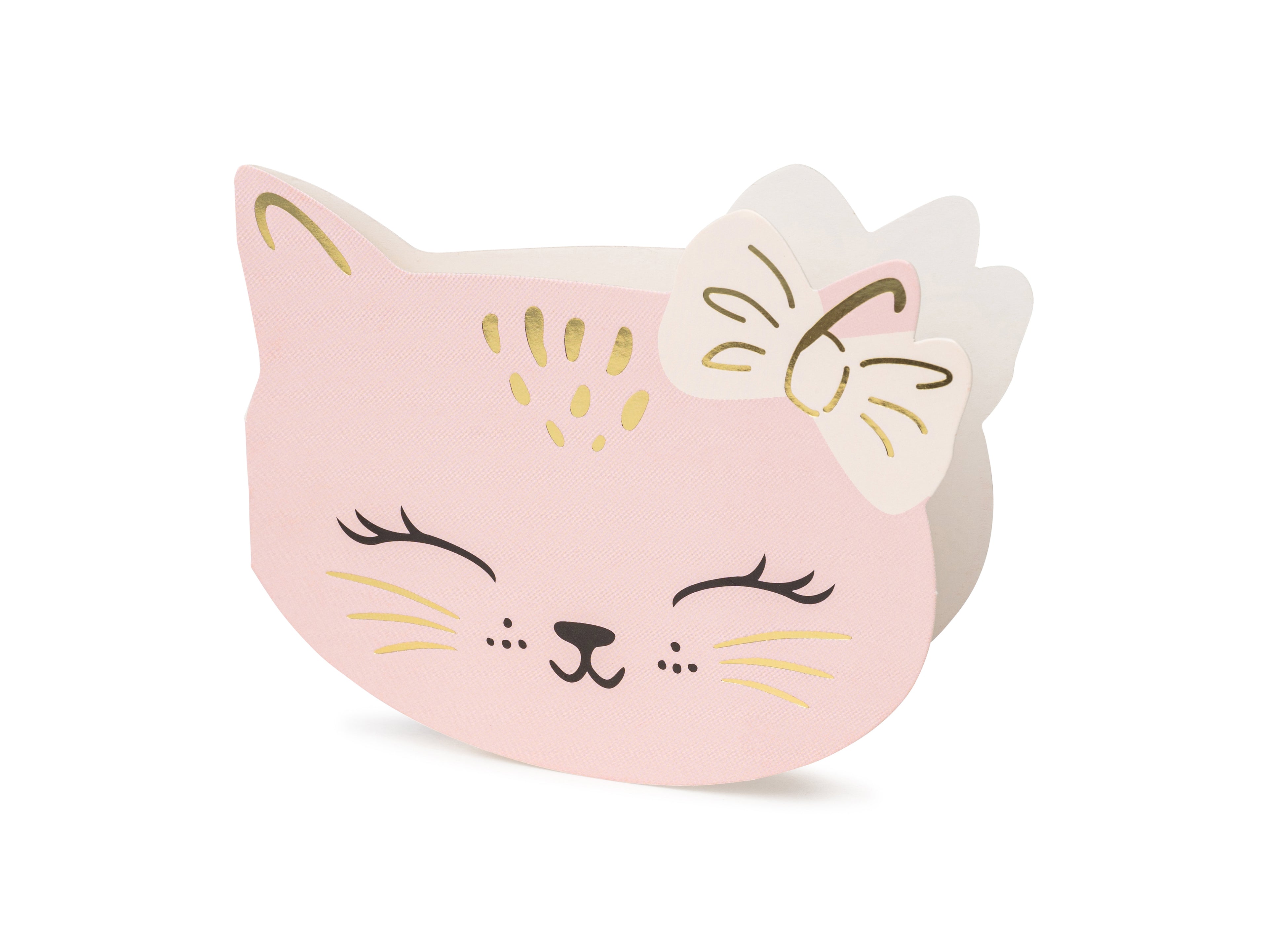 Katzen‑Einladungen – 6er Set | Rosa Karten in Katzenform inkl. Umschlägen | 13 × 10 cm | Kindergeburtstag & Party