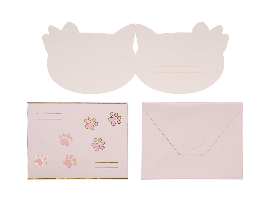 Katzen‑Einladungen – 6er Set | Rosa Karten in Katzenform inkl. Umschlägen | 13 × 10 cm | Kindergeburtstag & Party