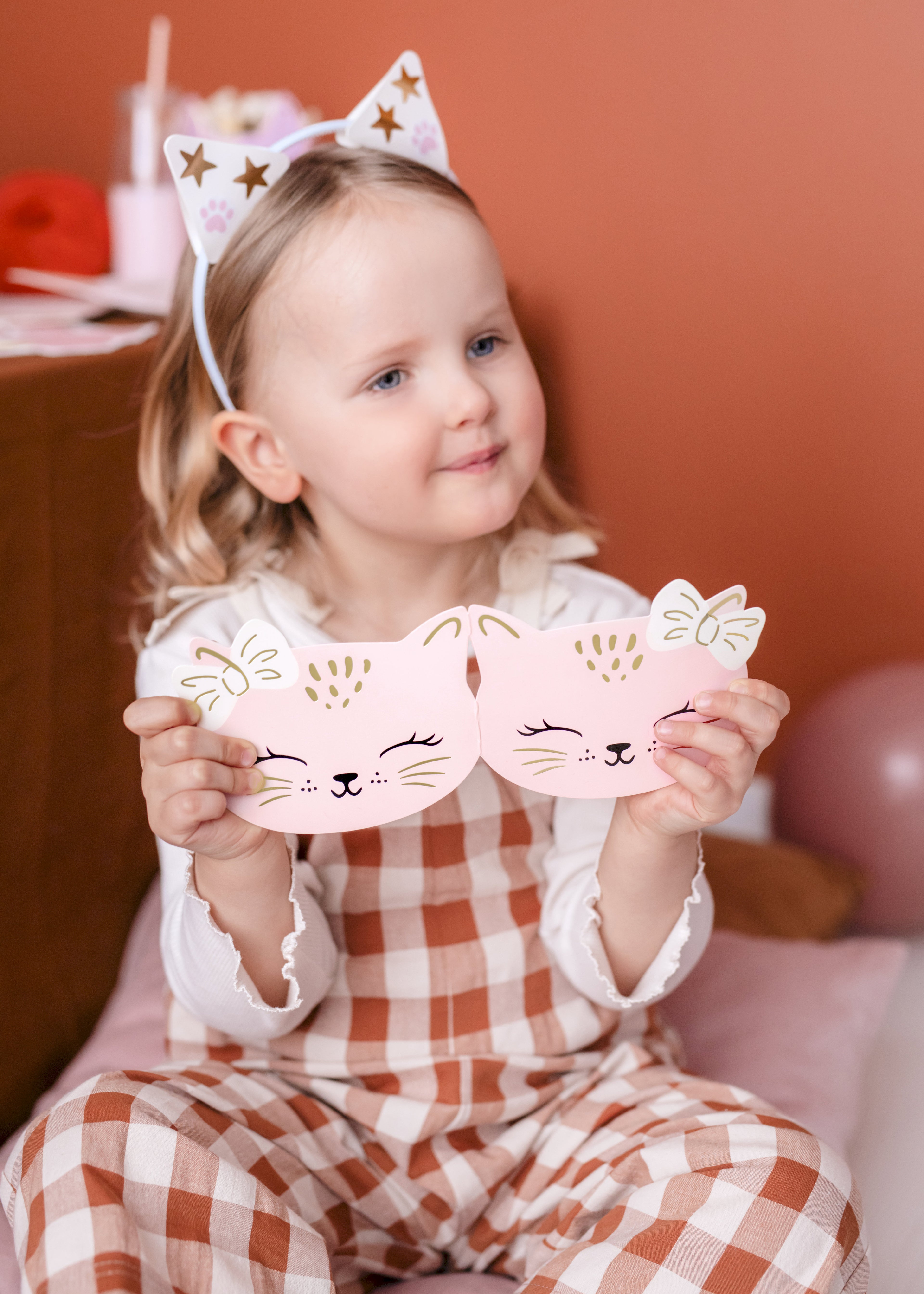 Katzen‑Einladungen – 6er Set | Rosa Karten in Katzenform inkl. Umschlägen | 13 × 10 cm | Kindergeburtstag & Party