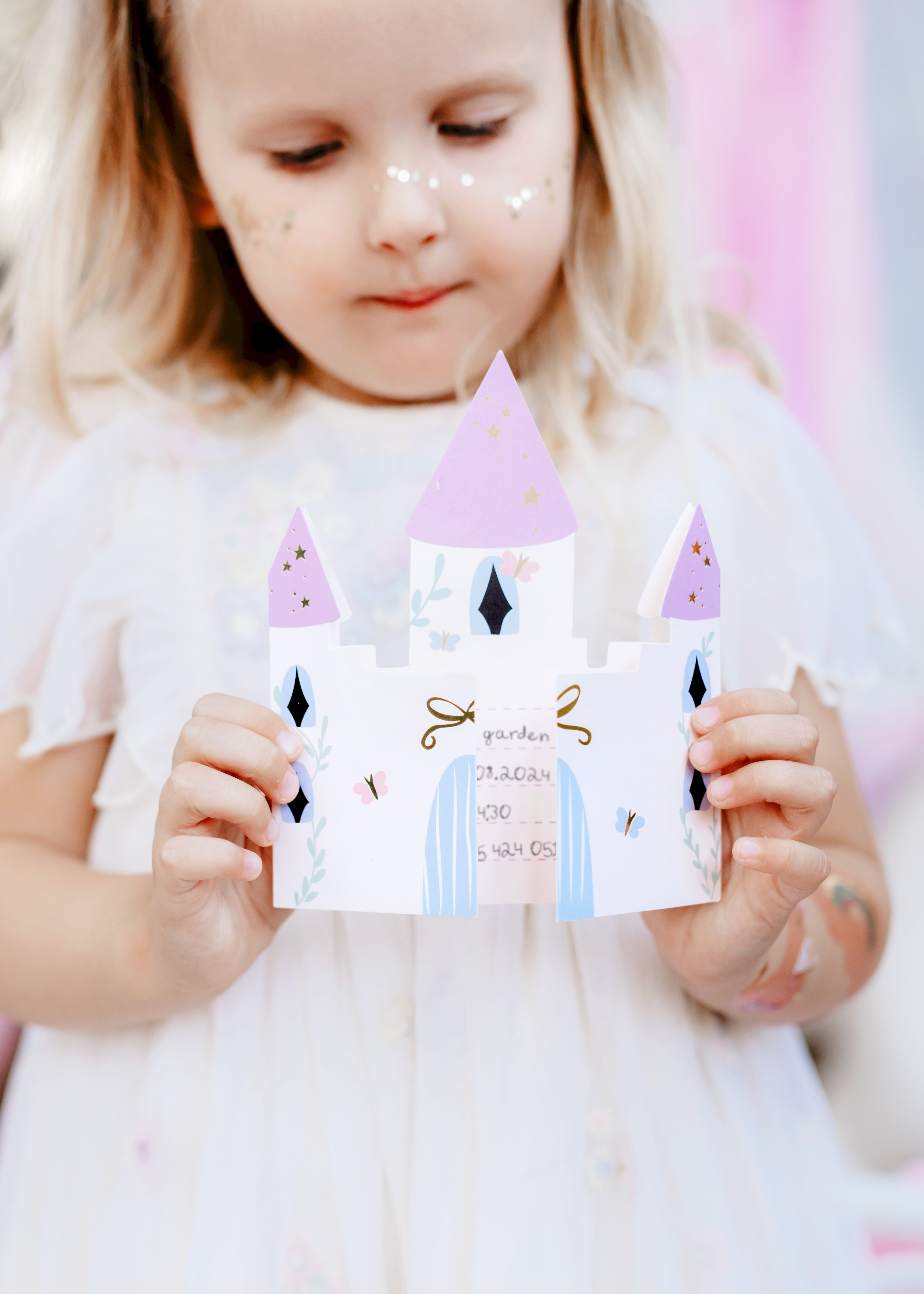 Einladungen Schloss‑Motiv – 6 Karten zum Ausfüllen inkl. Umschlägen | 12,5 × 15,5 cm | Prinzessinnen‑ & Kindergeburtstag