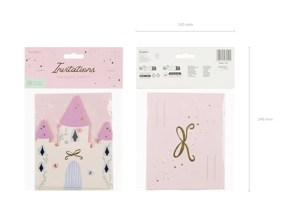 Einladungen Schloss‑Motiv – 6 Karten zum Ausfüllen inkl. Umschlägen | 12,5 × 15,5 cm | Prinzessinnen‑ & Kindergeburtstag