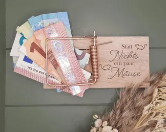 Geldgeschenk Mäusefalle – originelle Geldgeschenkverpackung – witziges Geldgeschenk Geburtstag – Geschenkidee "etwas Mäuse für dich"
