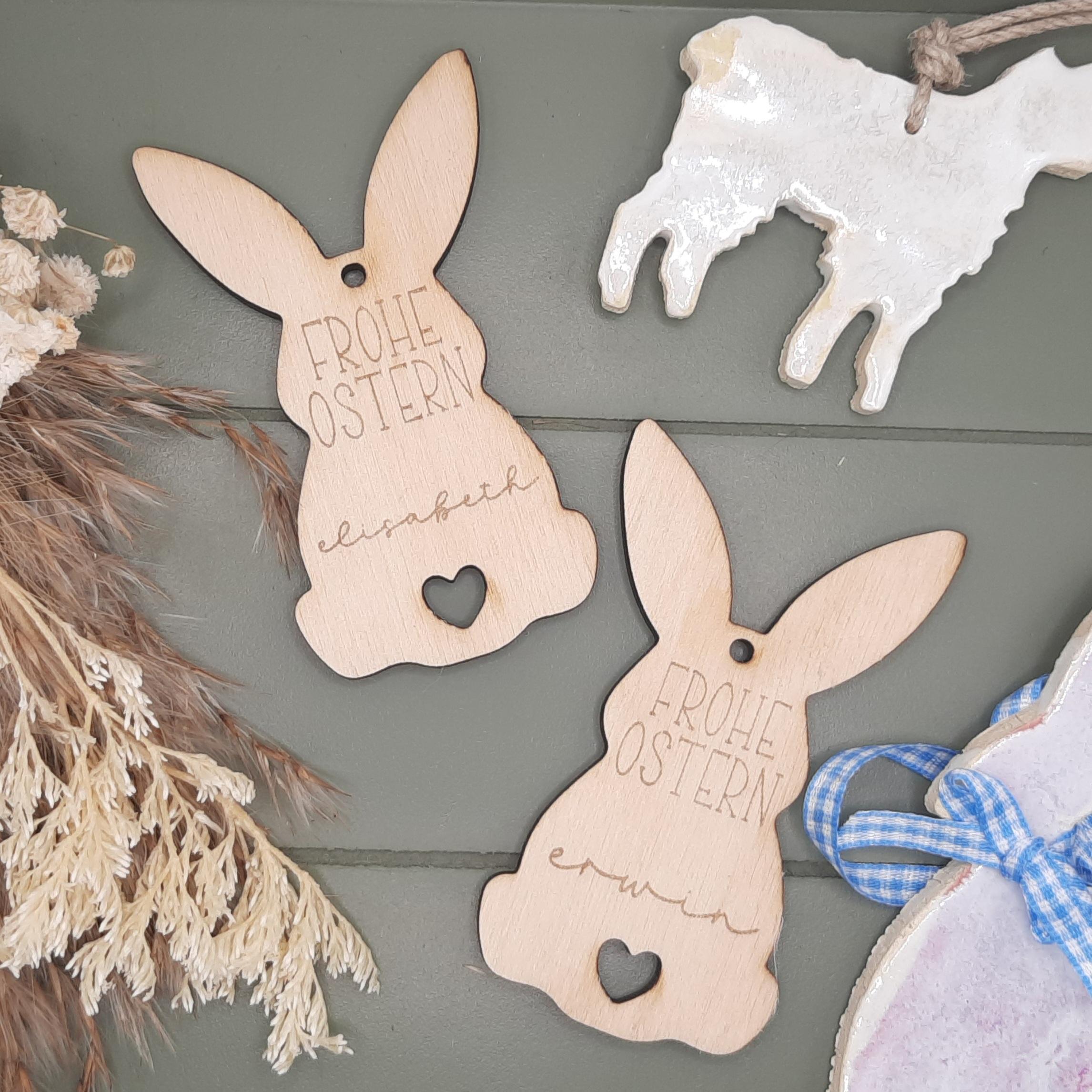 Personalisierter Osteranhänger mit Namen – Ostern Namensanhänger – Anhänger Holz oder Acryl – Geschenk Osterkorb – Tischdeko Ostern