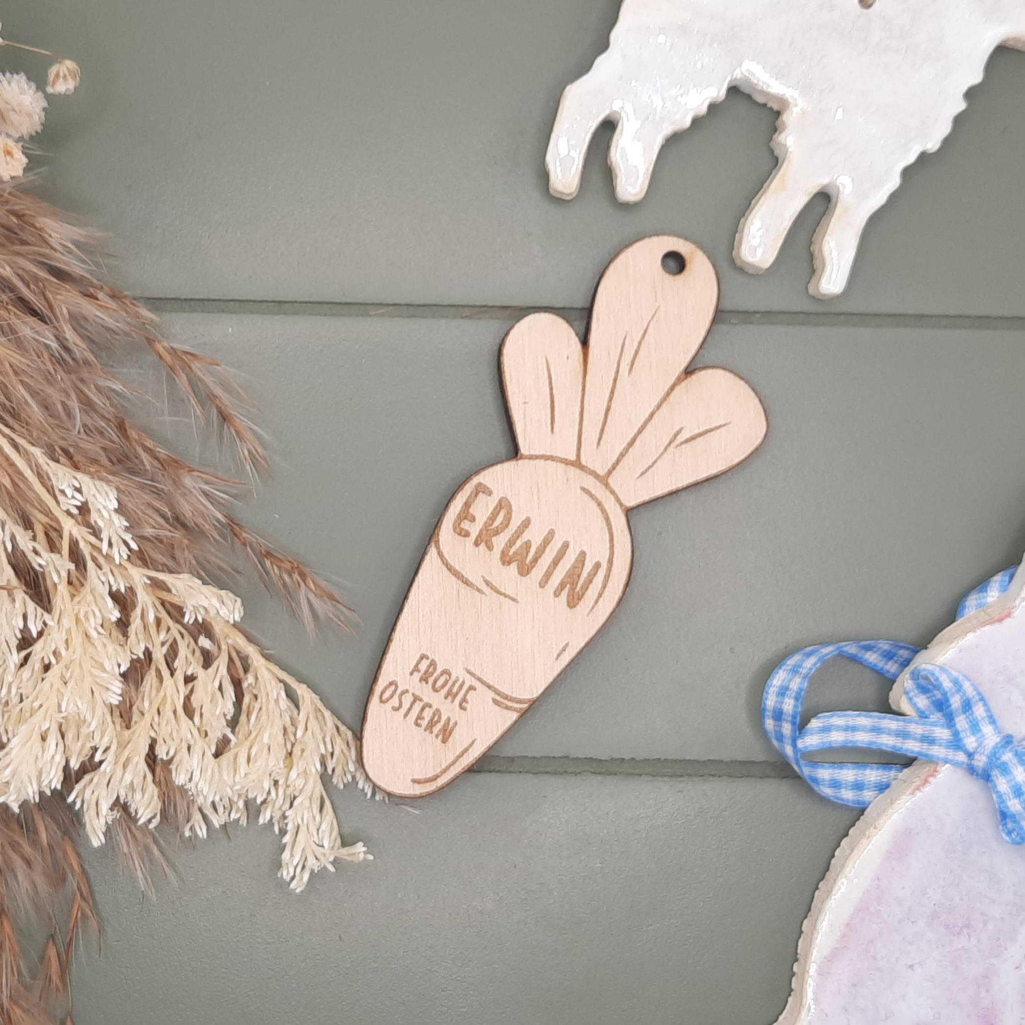 Personalisierter Osteranhänger mit Namen – Ostern Namensanhänger – Anhänger Holz oder Acryl – Geschenk Osterkorb – Tischdeko Ostern
