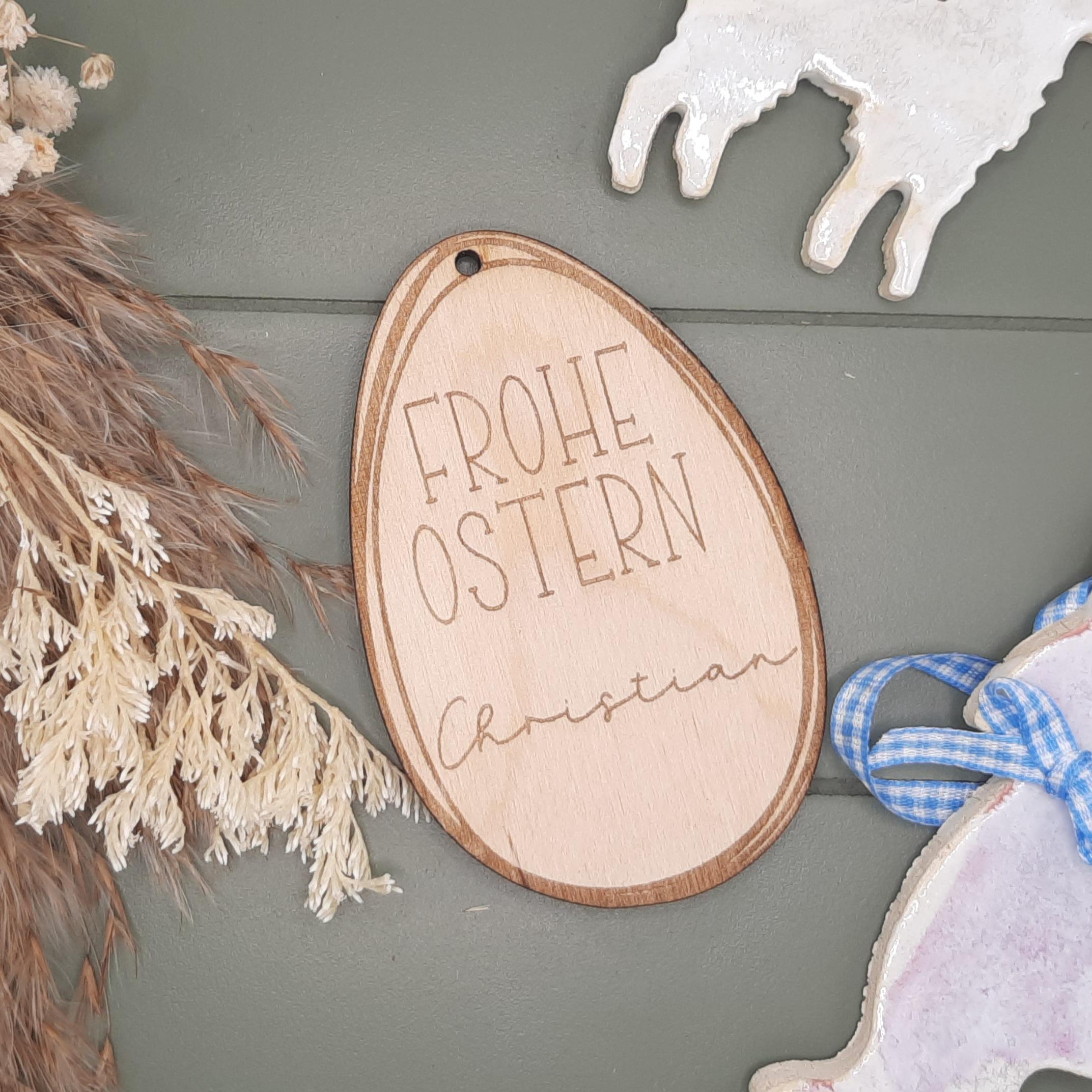 Personalisierter Osteranhänger mit Namen – Ostern Namensanhänger – Anhänger Holz oder Acryl – Geschenk Osterkorb – Tischdeko Ostern