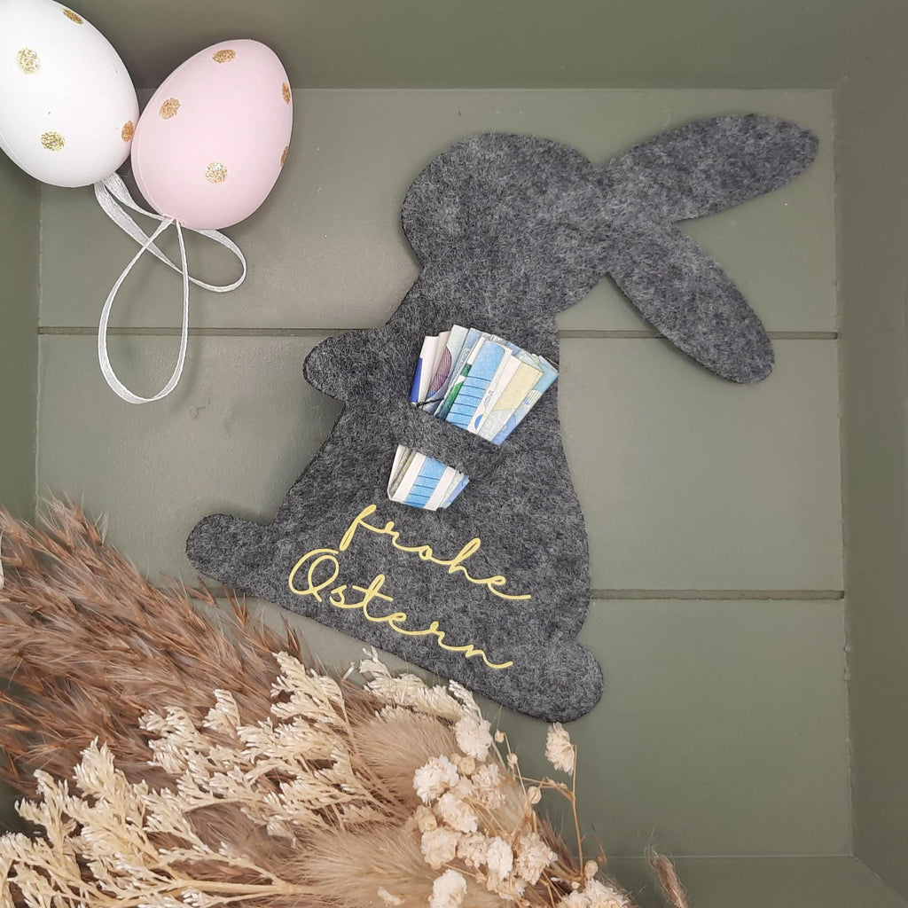 Geldgeschenk Osterhase aus Filz – Osterverpackung mit Fach für Geld oder Schokolade – Geschenk zu Ostern – Filz Hase – Ostermitbringsel