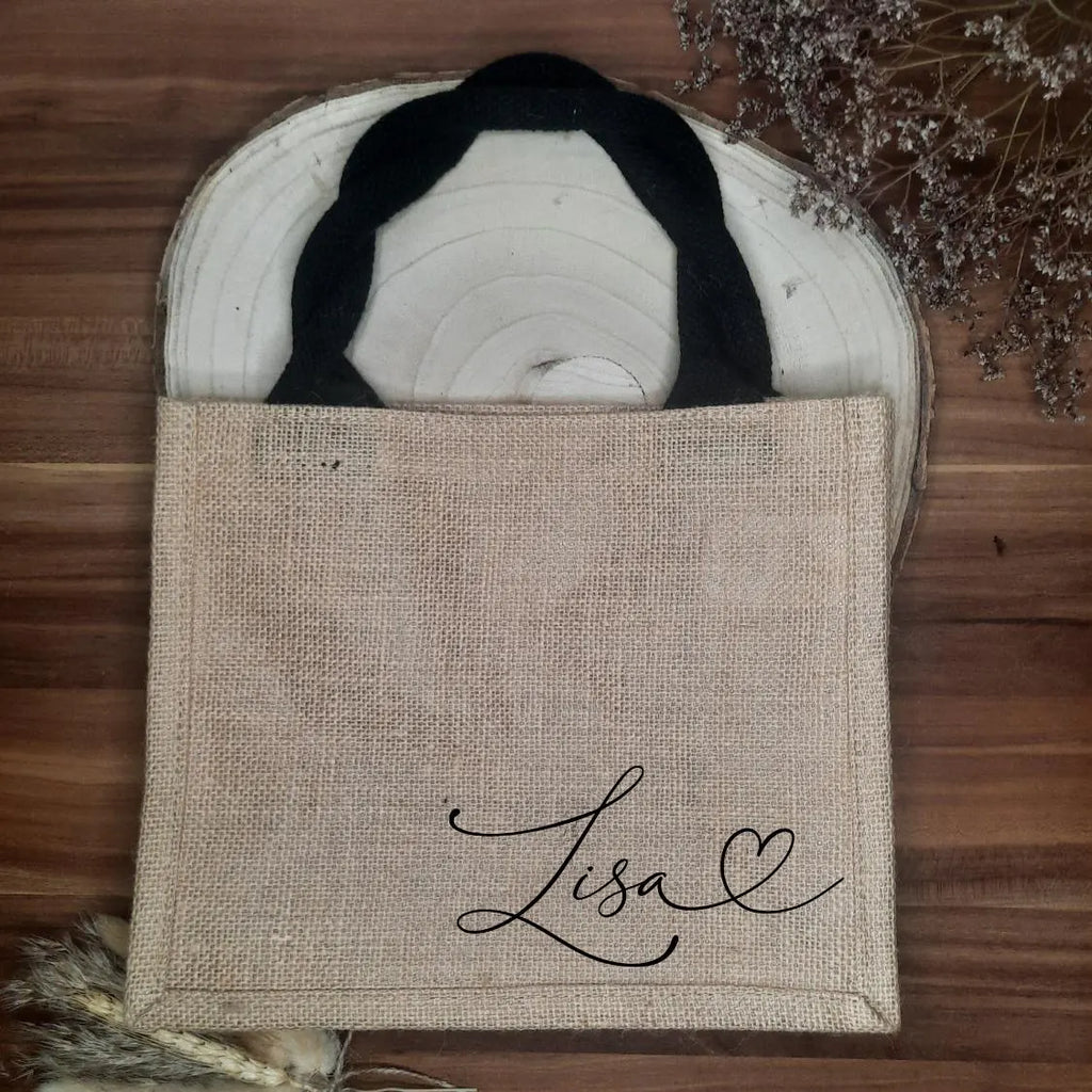 Personalisierte Jutetasche mit Namen – Individuelle Stofftasche – Geschenk für Frauen – Umweltfreundliche Einkaufstasche