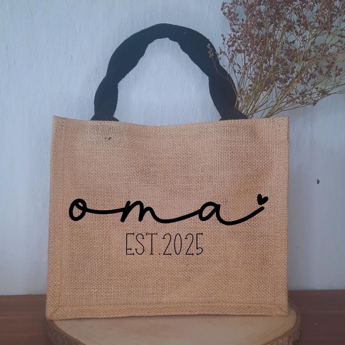 Jutetasche Mama oder Oma – Personalisierte Tasche – Geschenk zur Schwangerschaft, Muttertag, Geburt