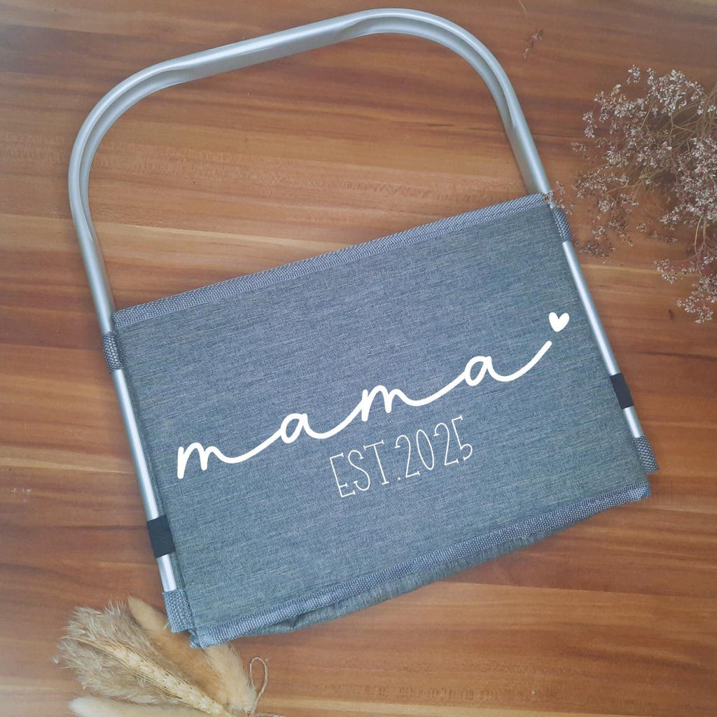 Faltbarer Einkaufskorb „Mama“ und „Oma“ – Personalisierter Einkaufskorb mit Herz, Geschenkidee für Mama und Oma – EST.