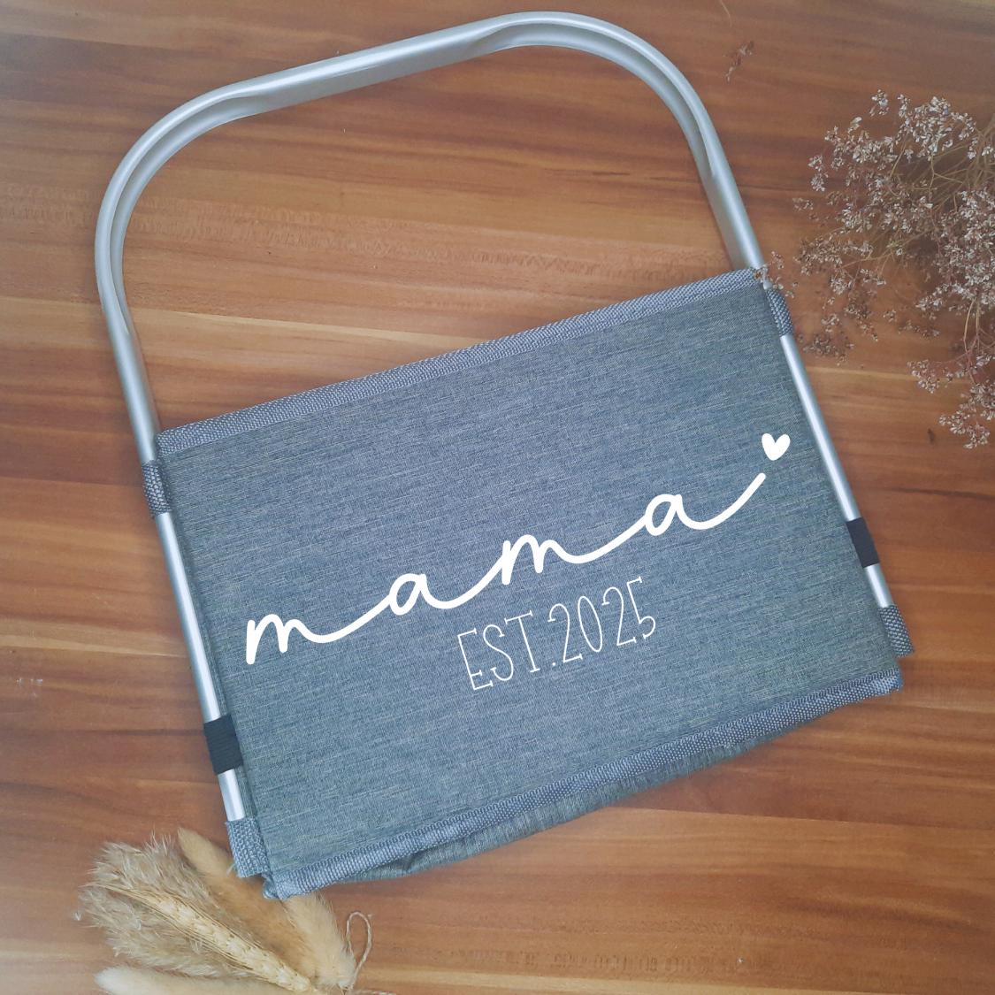 Faltbarer Einkaufskorb „Mama“ und „Oma“ – Personalisierter Einkaufskorb mit Herz, Geschenkidee für Mama und Oma – EST.