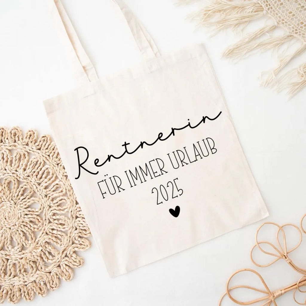 Jutetasche / Stofftasche „Rentnerin/Pensionistin“ – Geschenk zur Rente – Ruhestand Tasche – Abschied Kollegin – lustig & nachhaltig
