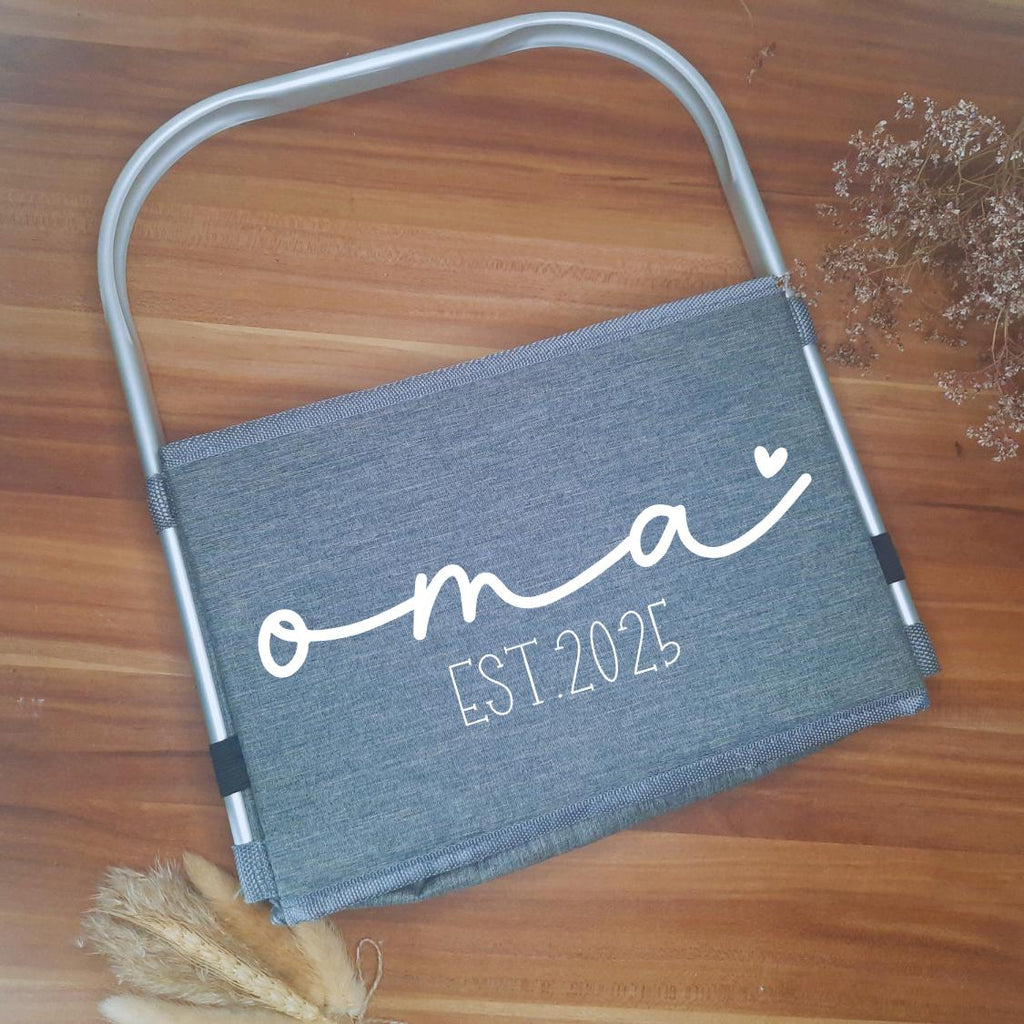 Faltbarer Einkaufskorb „Mama“ und „Oma“ – Personalisierter Einkaufskorb mit Herz, Geschenkidee für Mama und Oma – EST.