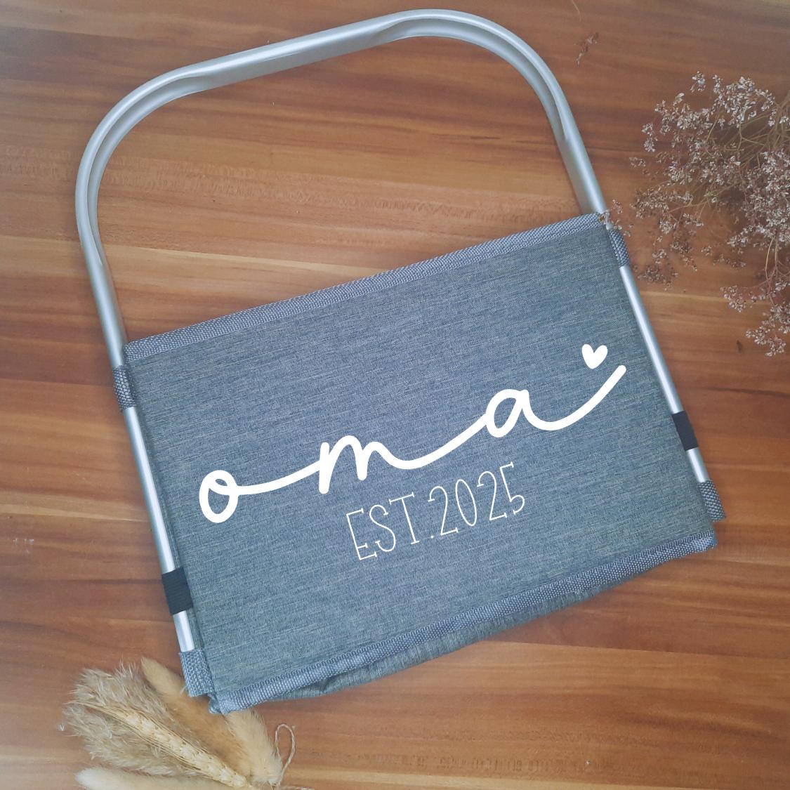 Faltbarer Einkaufskorb „Mama“ und „Oma“ – Personalisierter Einkaufskorb mit Herz, Geschenkidee für Mama und Oma – EST.