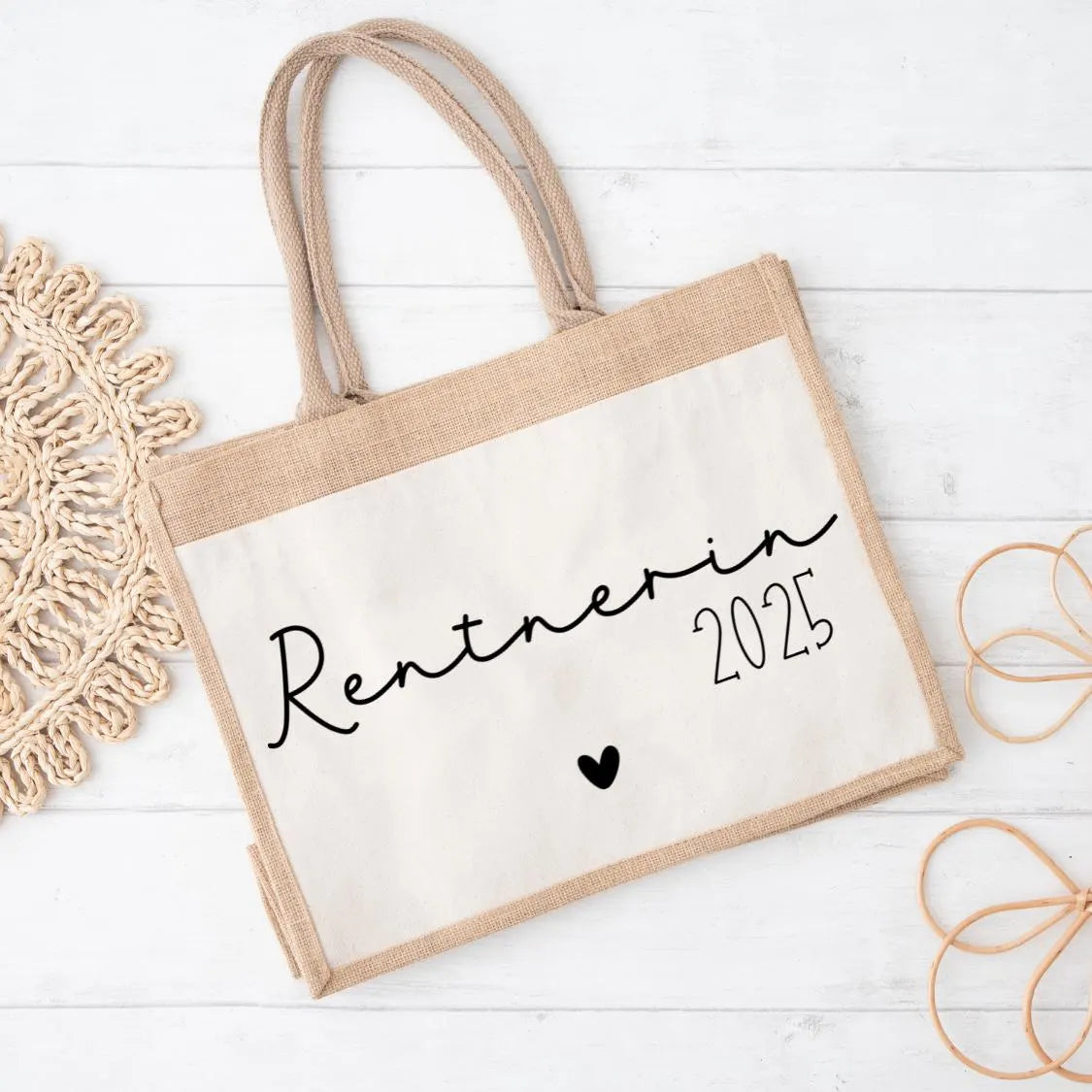 Jutetasche / Stofftasche „Rentnerin/Pensionistin“ – Geschenk zur Rente – Ruhestand Tasche – Abschied Kollegin – lustig & nachhaltig