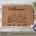 Personalisierte Fußmatte Familie – mit Namen & Illustration – Willkommen Matte, Geschenk Einzug, Familie, Kinder, Haustür, Geschenkideen